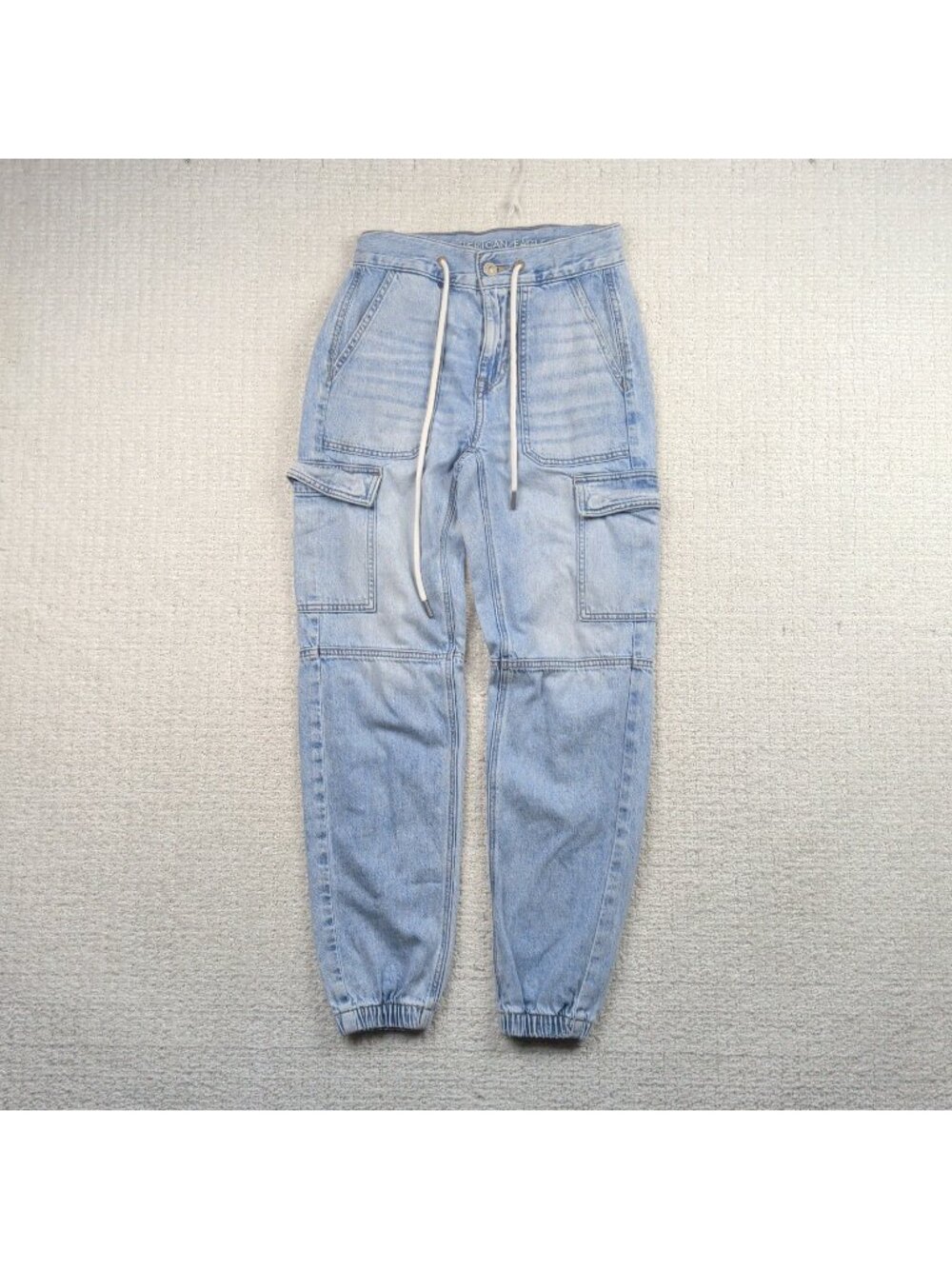 Y2KAmerican Eagle Outfitters Cargo Jogger Pants Sz 000 Light Wash Skater Grunge
